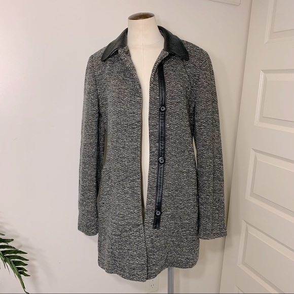Jones New York Contemporary Black & White Lambs Wool Blend Pea Coat Jacket Sz 4 - Picture 8 of 15